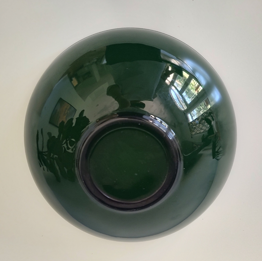 Vintage Anchor Hocking Forest Green Punch / Salad Bowl 10" - Picture 5 of 7